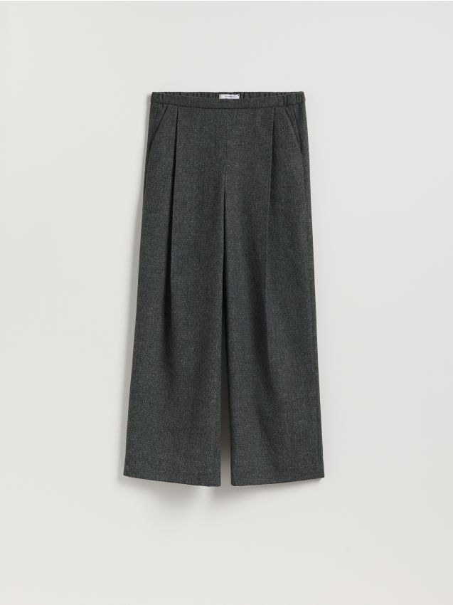 Reserved - Szerokie spodnie z zakładkami - ciemnoszary