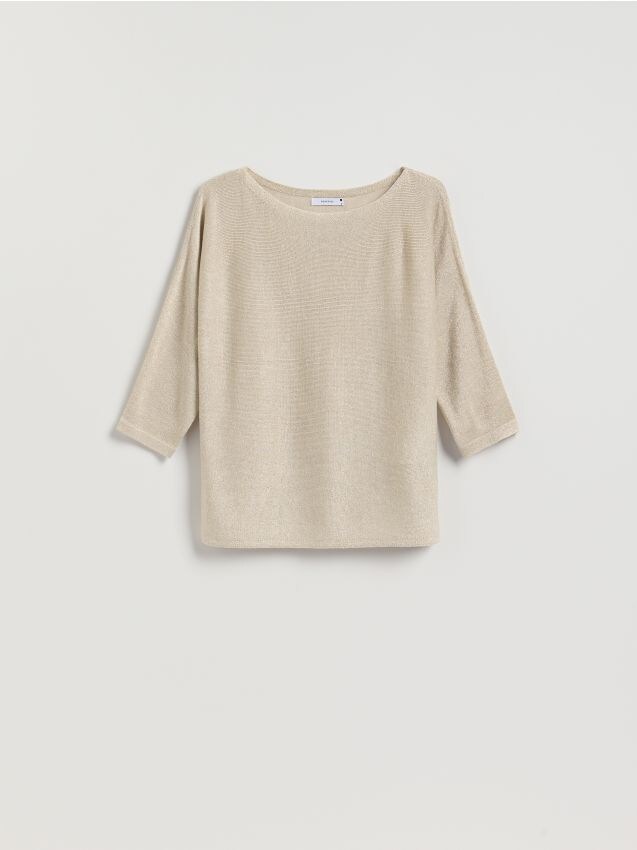 Reserved - Sweter z metalizowaną nitką - złoty