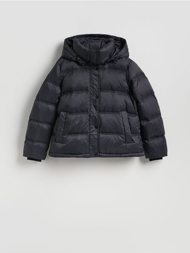 Reserved - Pikowana kurtka z puchem - czarny