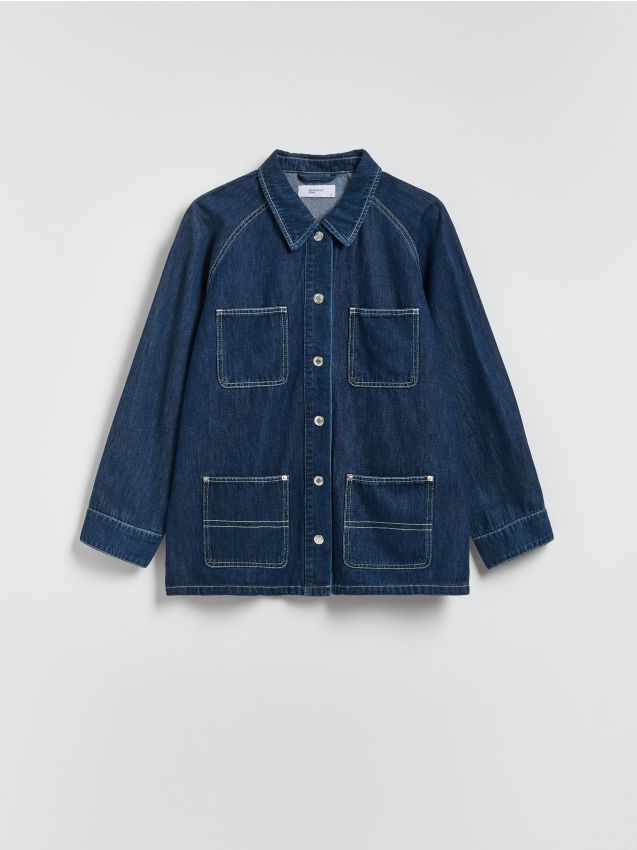 Reserved - Jeansowa kurtka z kieszeniami - granatowy