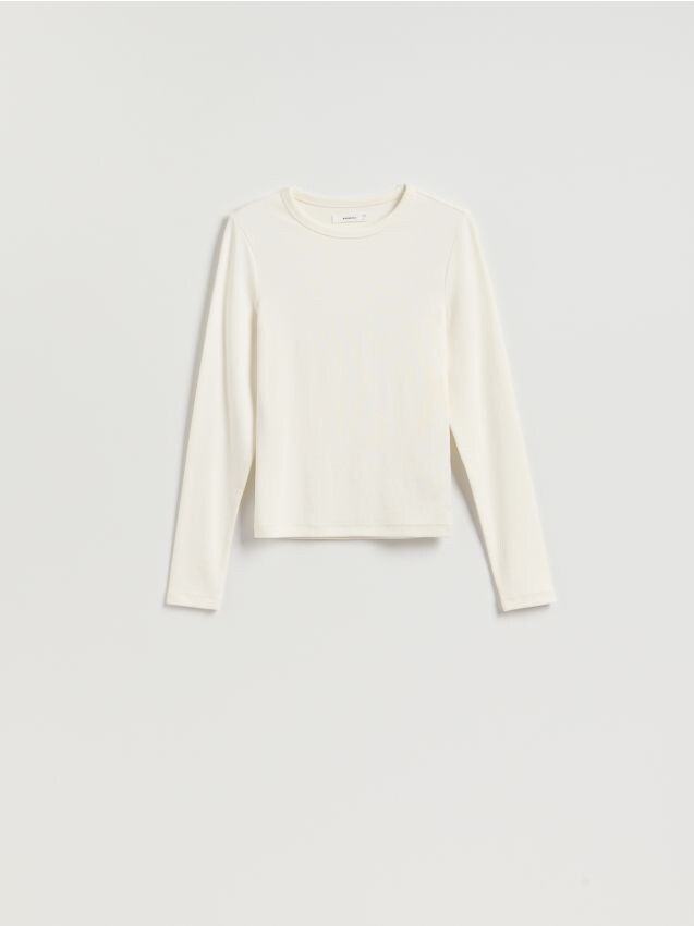 Reserved - Longsleeve z modalem - złamana biel