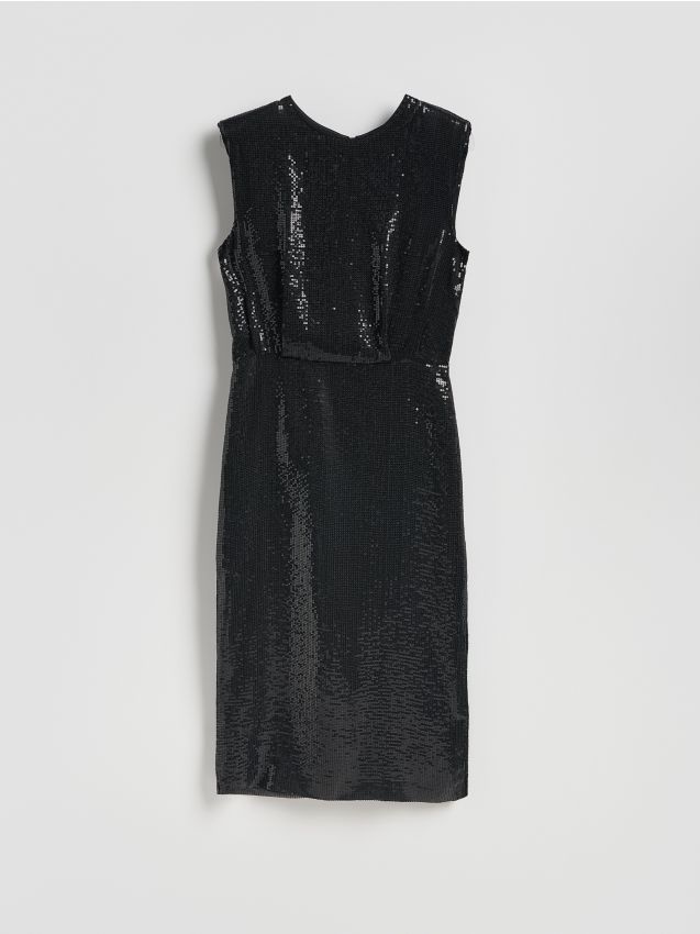 Reserved - Sukienka midi z cekinami - czarny