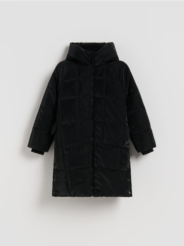 Reserved - Pikowany płaszcz z połyskiem - czarny