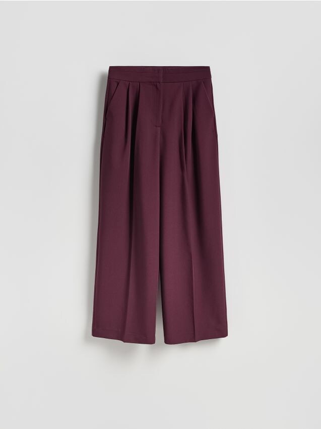 Reserved - Spodnie z zakładkami - burgundowy