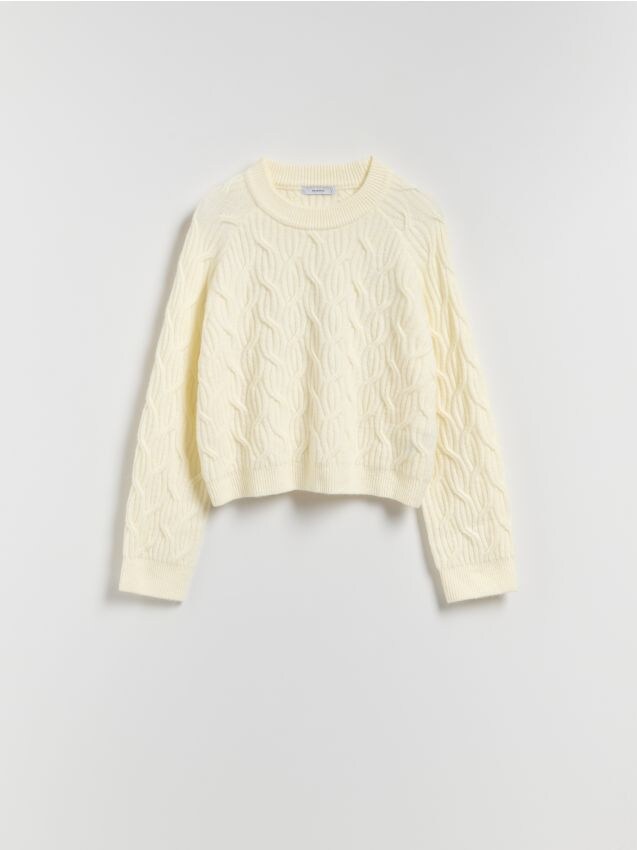 Reserved - Strukturalny sweter - kremowy