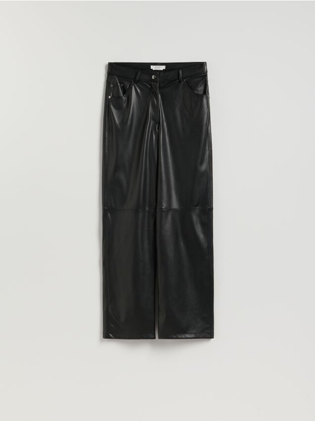 Reserved - Spodnie z imitacji skóry - czarny