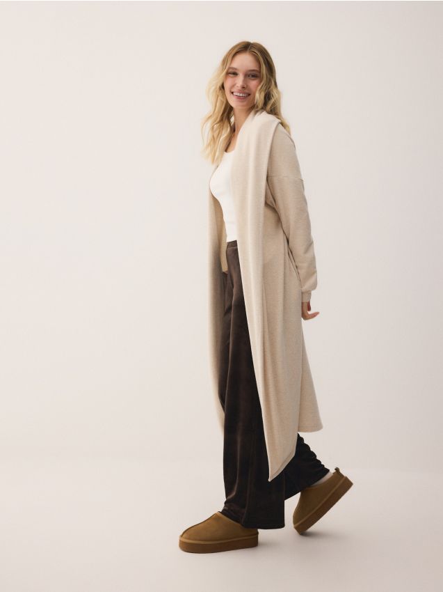 Reserved - Kardigan z dodatkiem wiskozy - beżowy