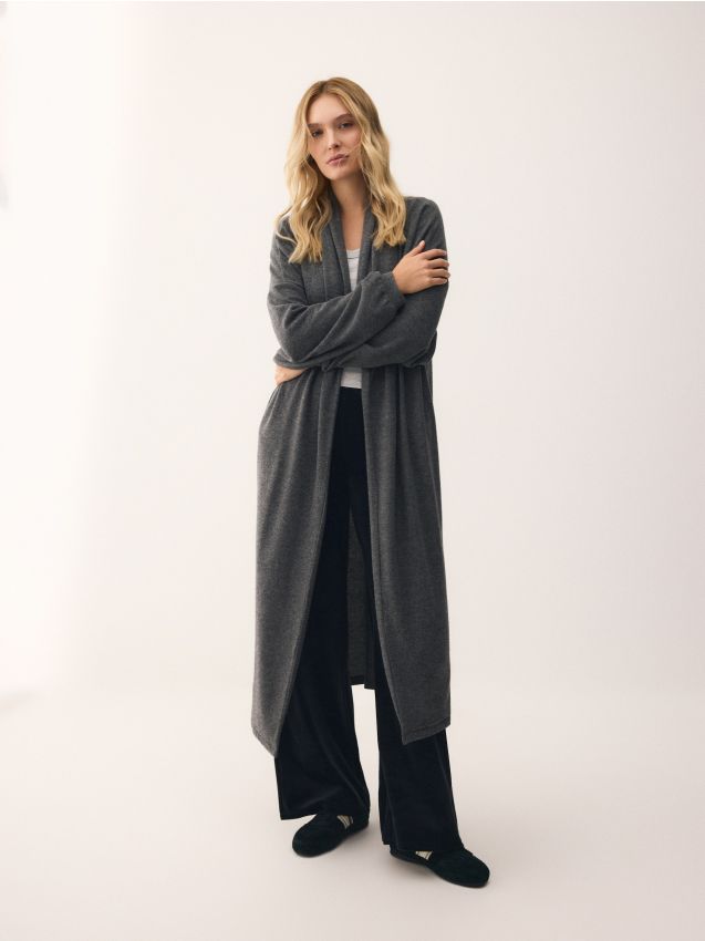 Reserved - Kardigan z dodatkiem wiskozy - jasnoszary