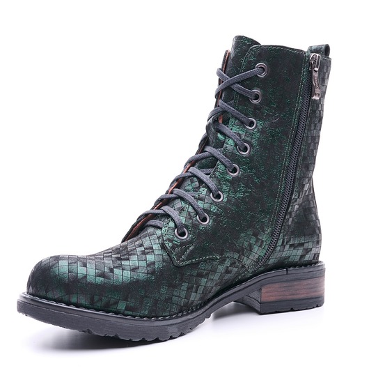 Botki skórzane - zielone (6609)