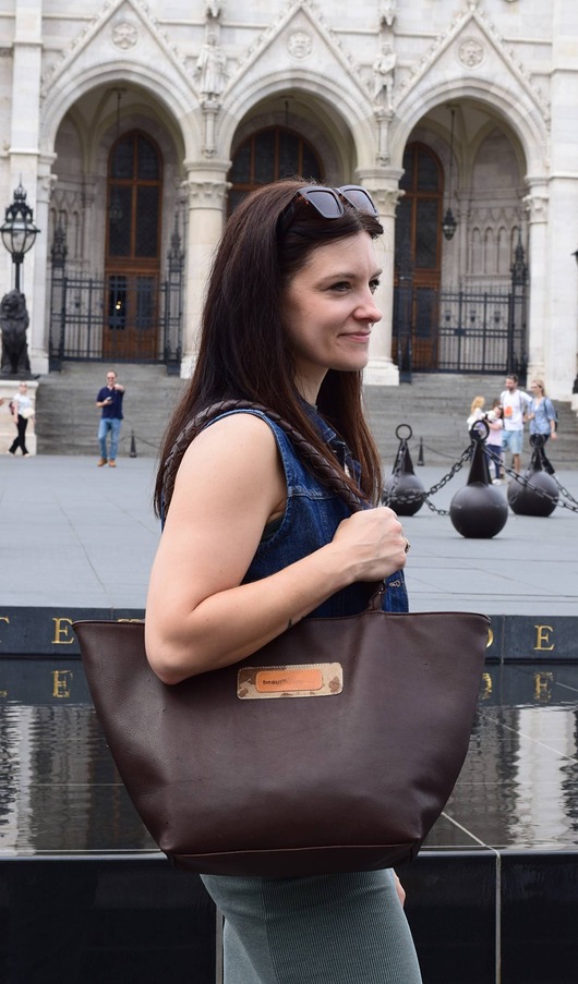 Skórzana torebka shopper - Sara