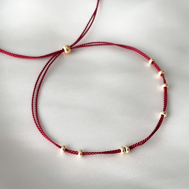 Bransoletka Gold Rings na czerwonej nici