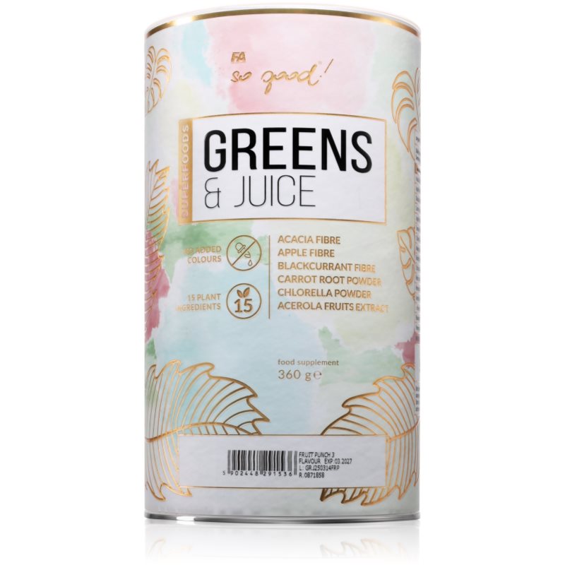 Fitness authority so good! Greens & Juice suplement diety dla prawidłowego funkcjonowania organizmu smak Fruit Punch 360 g
