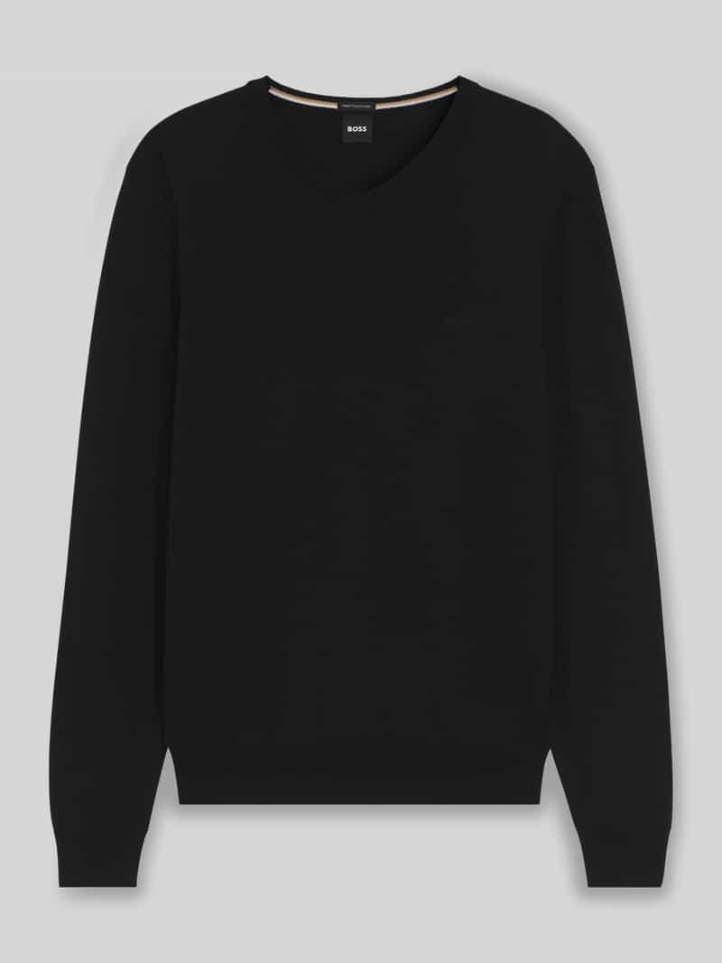 Sweter o kroju regular fit z dzianiny z czystej, żywej wełny model ‘BARAM-L’