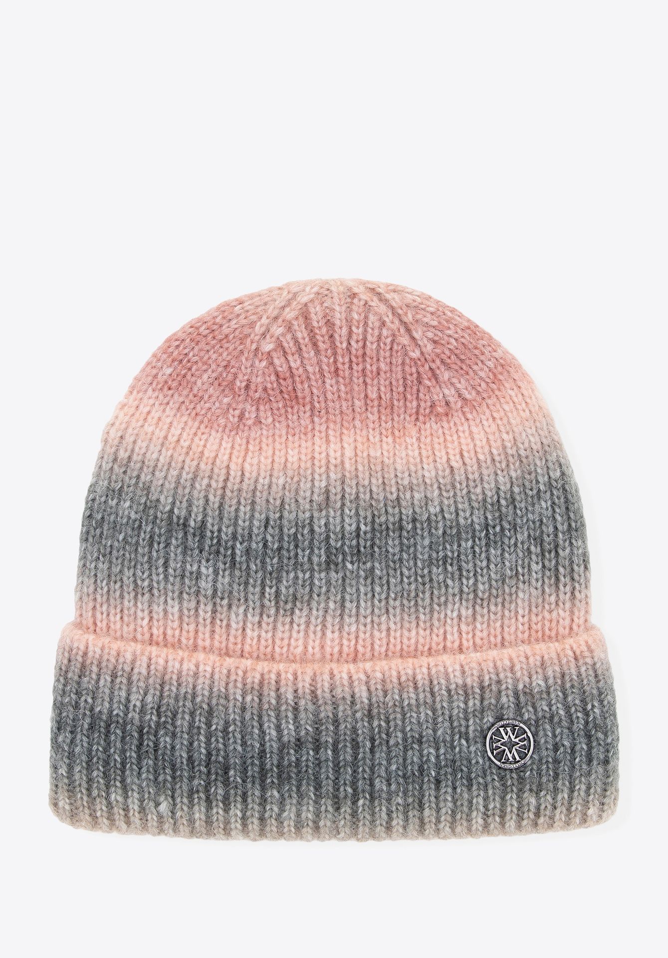 Czapka zimowa damska w stylu ombre różowo - szara