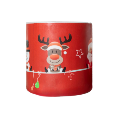 Świeca lampion Mikołaj 8 x 8 cm czerwony