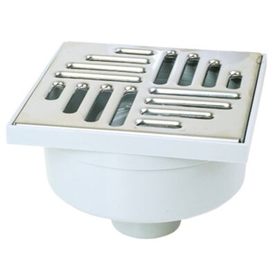 Wpust z metalową kratką z prostym odpływem popiel/srebrny 15 x 15 x 12,4 cm MAXPOL