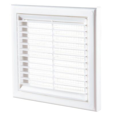 Kratka wentylacyjna z siatką i kołnierzem 100 mm biała