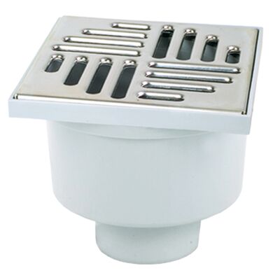 Wpust z metalową kratką z prostym odpływem 15 x 15 x 13 cm MAXPOL