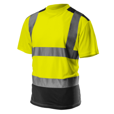 T-shirt ostrzegawczy ciemny dół żółty rozmiar XL