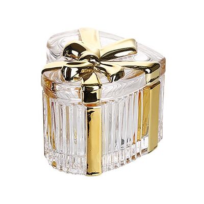 Puzderko szklane ze złotą kokardką 9 x 12 cm
