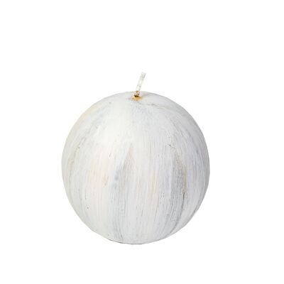 Świeca White Wood kula 10 x 10 cm biały