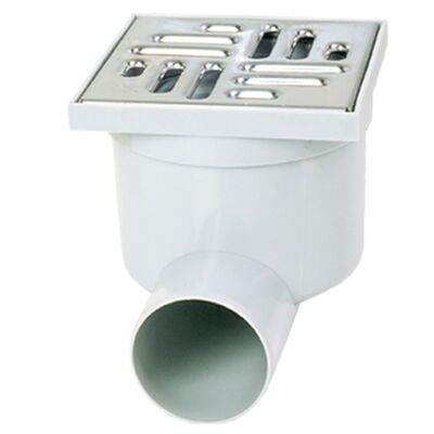 Wpust z metalową kratką z bocznym odpływem popiel/srebrny 10 x 10 x 12,5 cm MAXPOL