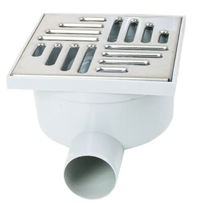 Wpust z metalową kratką z bocznym odpływem popiel/srebrny 15 x 15 x 13 cm MAXPOL