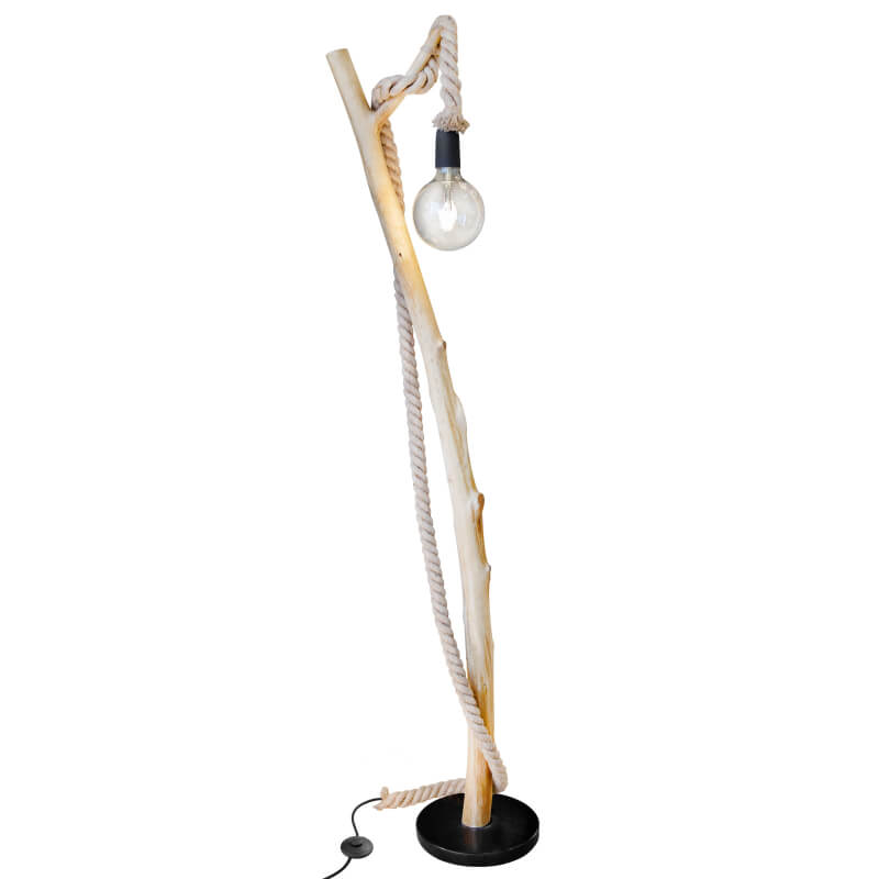 Drewniana podłogowa lampa Nerida 42060146X ze sznurkiem ekologiczna brązowa