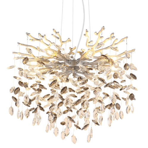 Szklana zwisająca lampa Queena 64138H1S do salonu kryształowa srebrna