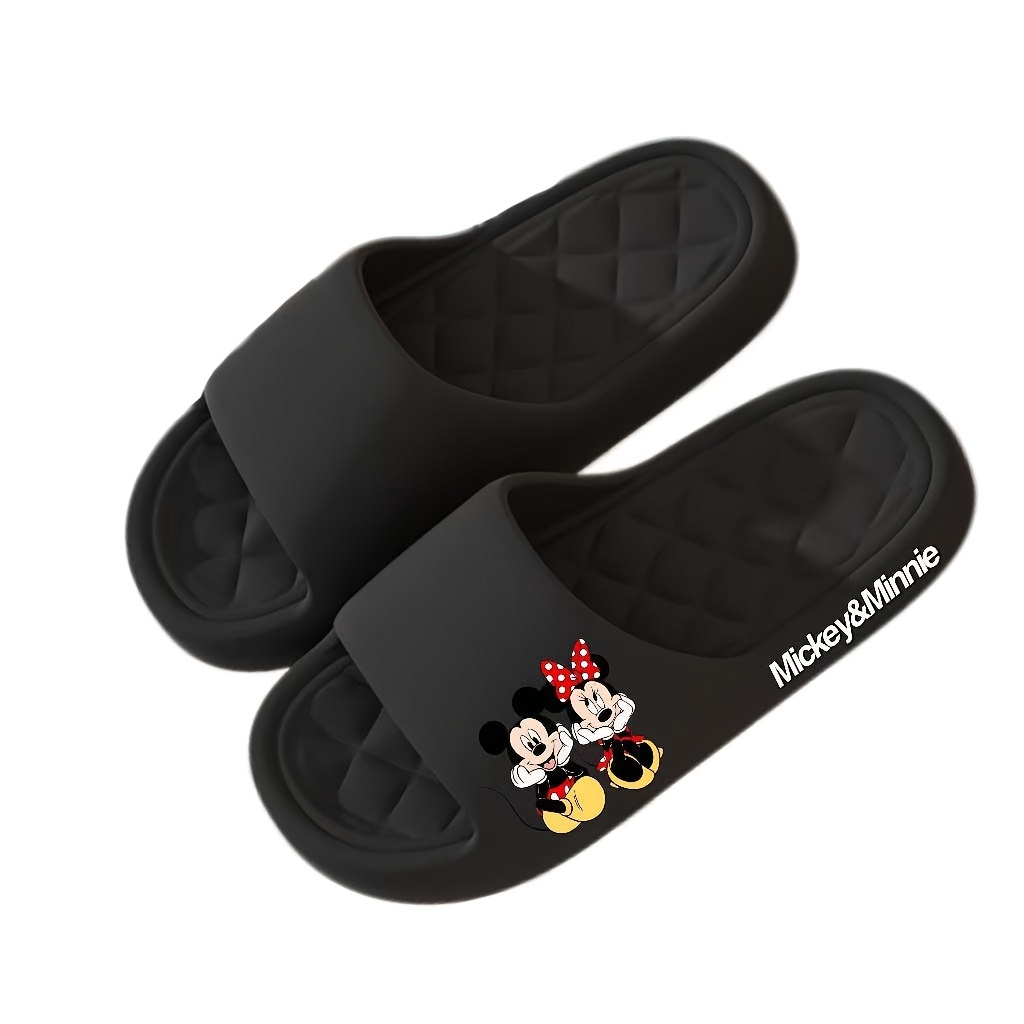 TEMU Disney Mickey & Minnie Damskie Slip-On Domowe Kapcie - Uroczy Nadruk Kreskówkowy Materiał EVA, Miękkie Buty Wszystkich Sezonów Do Użytku W