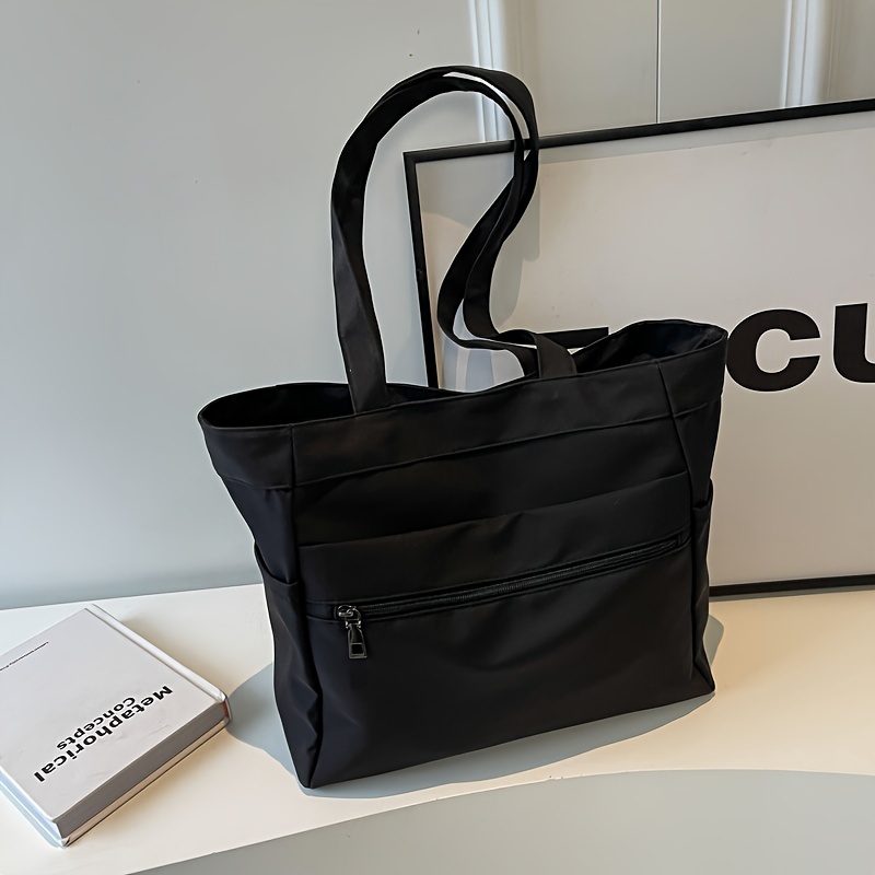 TEMU Duża Pojemność Elegancka Torba Tote z Nylonu dla Kobiet - Regulowany Pasek, Zamknięcie na Zamek, Wielokieszeniowy Design, Łatwa w Pielęgnacji,