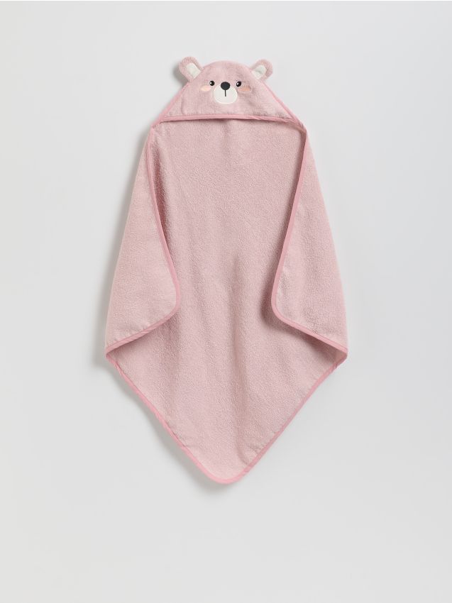 Reserved - Bawełniany ręcznik z kapturem - brudny róż