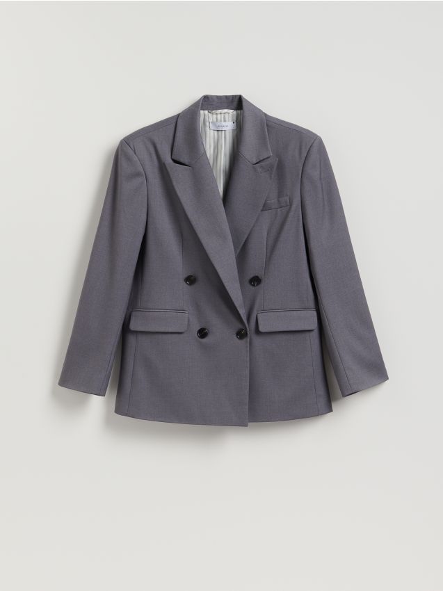 Reserved - Dwurzędowa marynarka - ciemnoszary