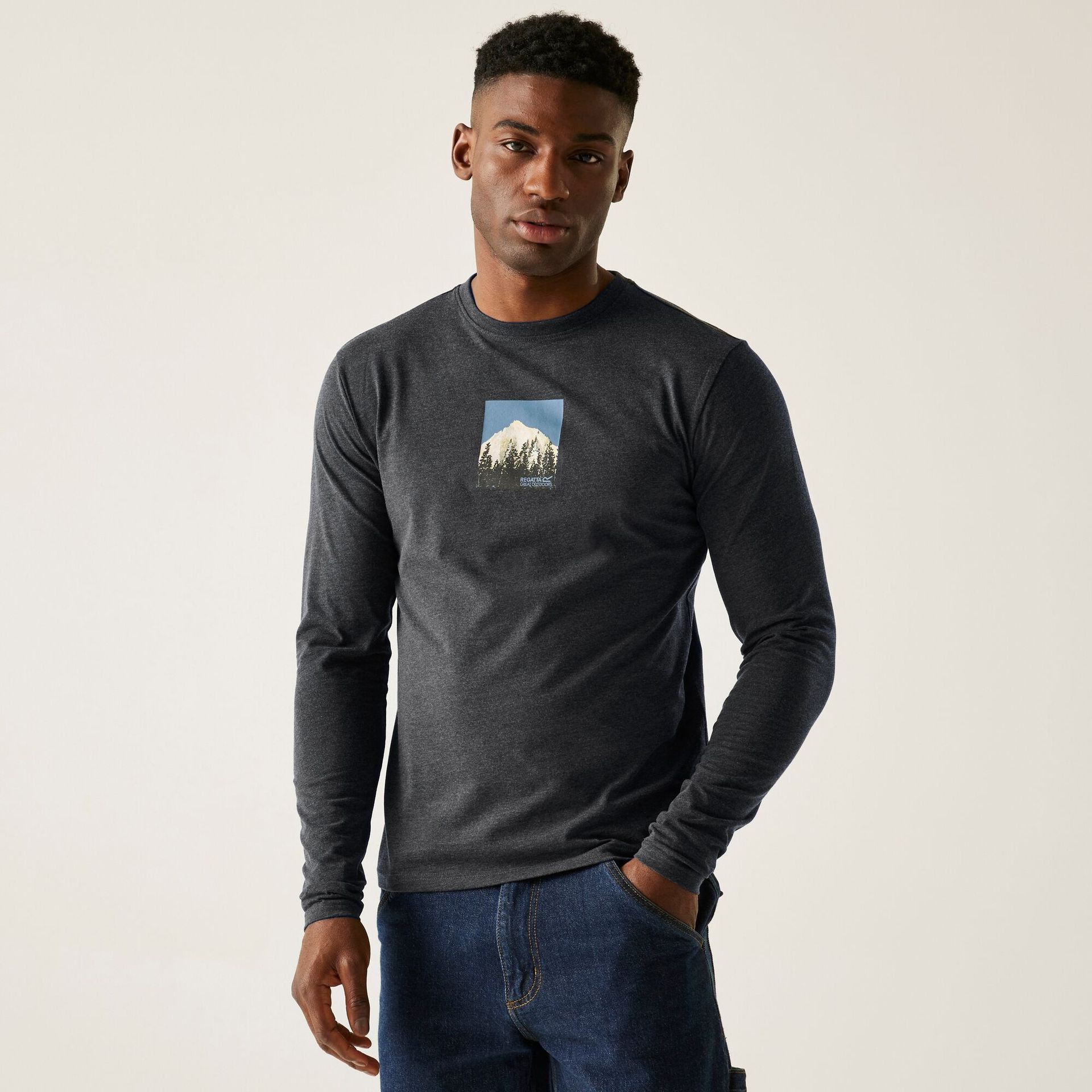 Regatta Koszulka męska z długim rękawem Maylow Czarny, Cotton, Rozmiar: XL