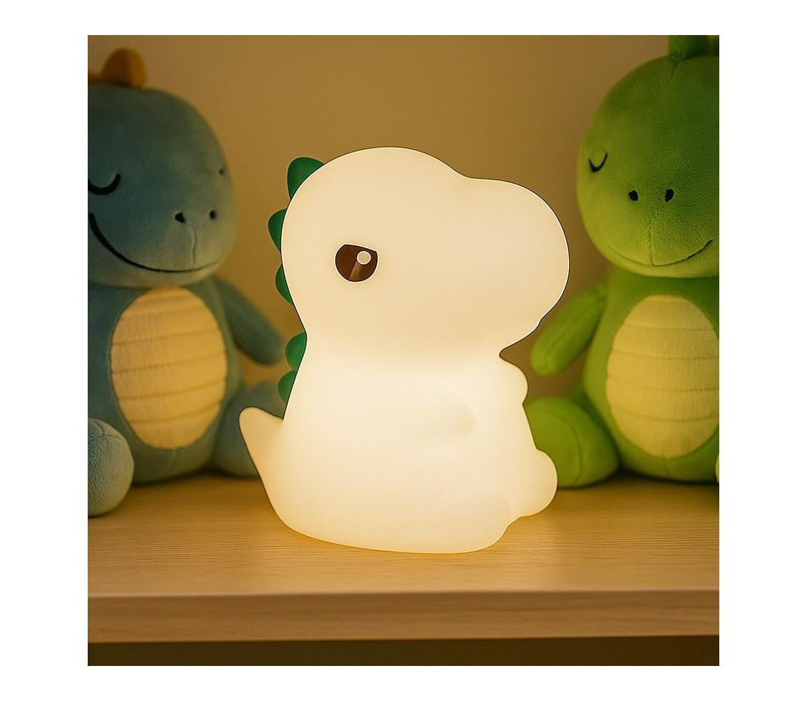 LED RGBW ściemnialna ładowalna lampka nocna dla dzieci DINO LED/1W/5V 1200 mAh