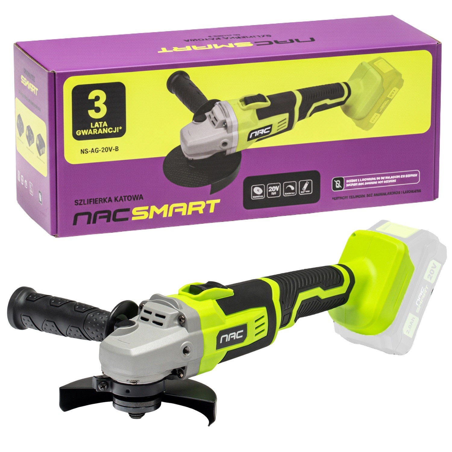 NAC akumulatorowa szlifierka kątowa 125 mm NS-AG-20V-B, Body bez bateriiN