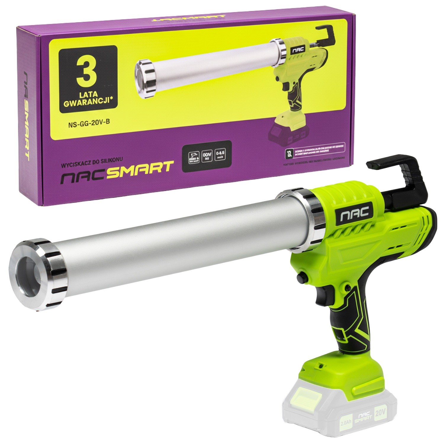 NAC Akumulatorowy pistolet do silikonu NS-GG-20V-B, Body bez baterii