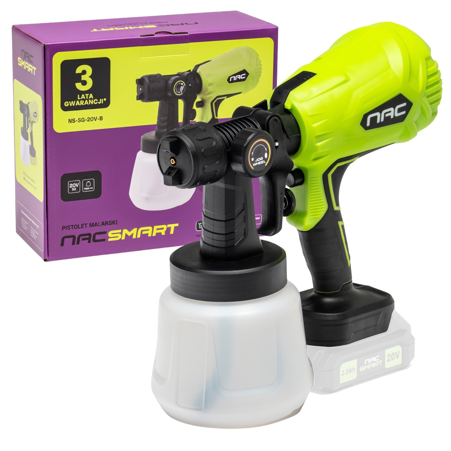 NAC Akumulatorowy pistolet malarski 1L NS-SG-20V-B, Body bez baterii