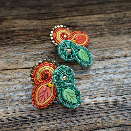 Kolczyki soutache Jesienny liść