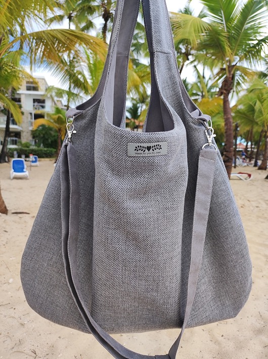 Duża torba worek boho szara XXL na ramię