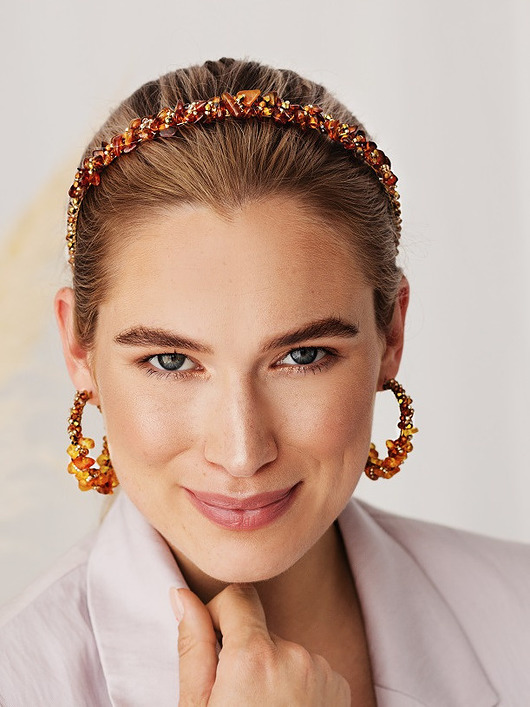 Kolczyki pozłacane Amber Stardust