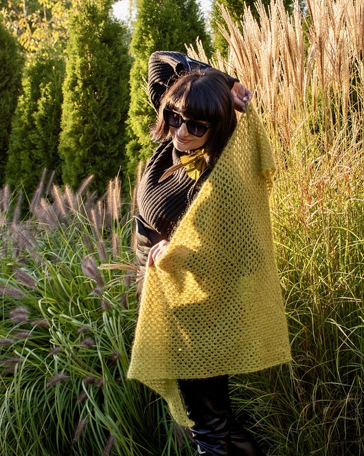 Chusta szal z moheru i jedwabiu