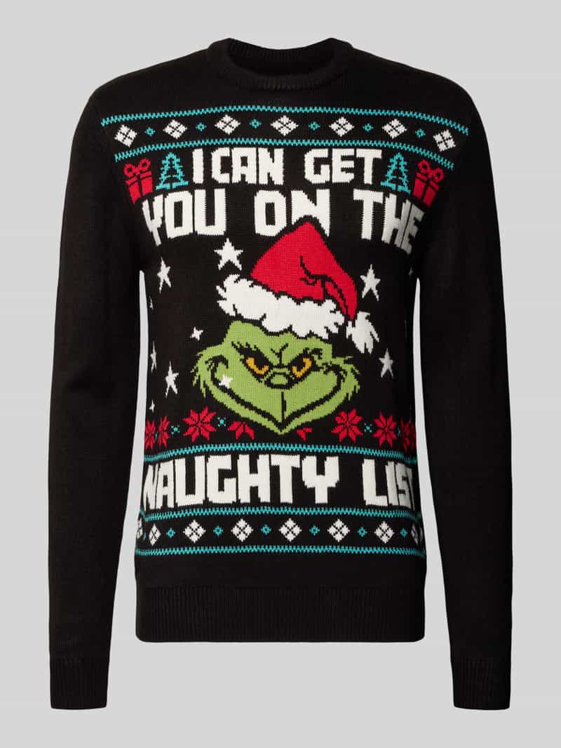 Sweter z dzianiny z prążkowanymi wykończeniami