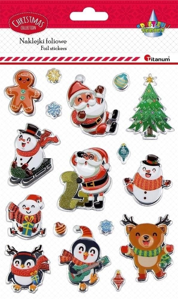 Naklejki wypukłe Mikołaje bałwanki Ciastek 17 szt