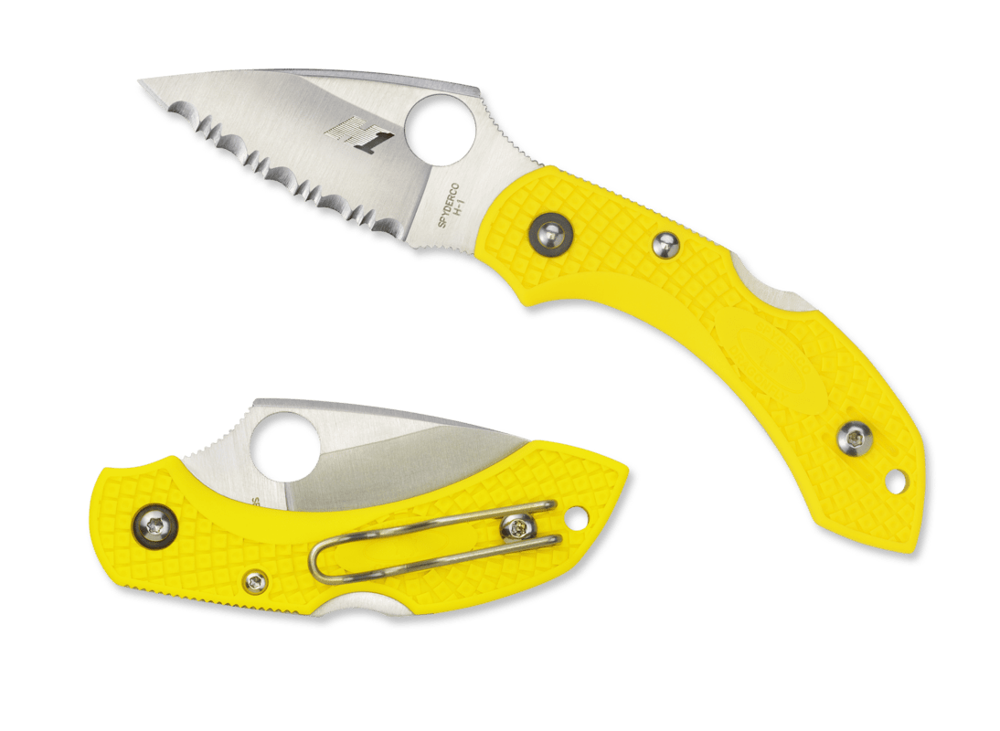 Spyderco Dragonfly 2 dla dorosłych Salt lekki nierdzewne nóż ze szlifem Spyder krawędź obudowy, żółty, Spy c28syl2 SC28SYL2-BRK
