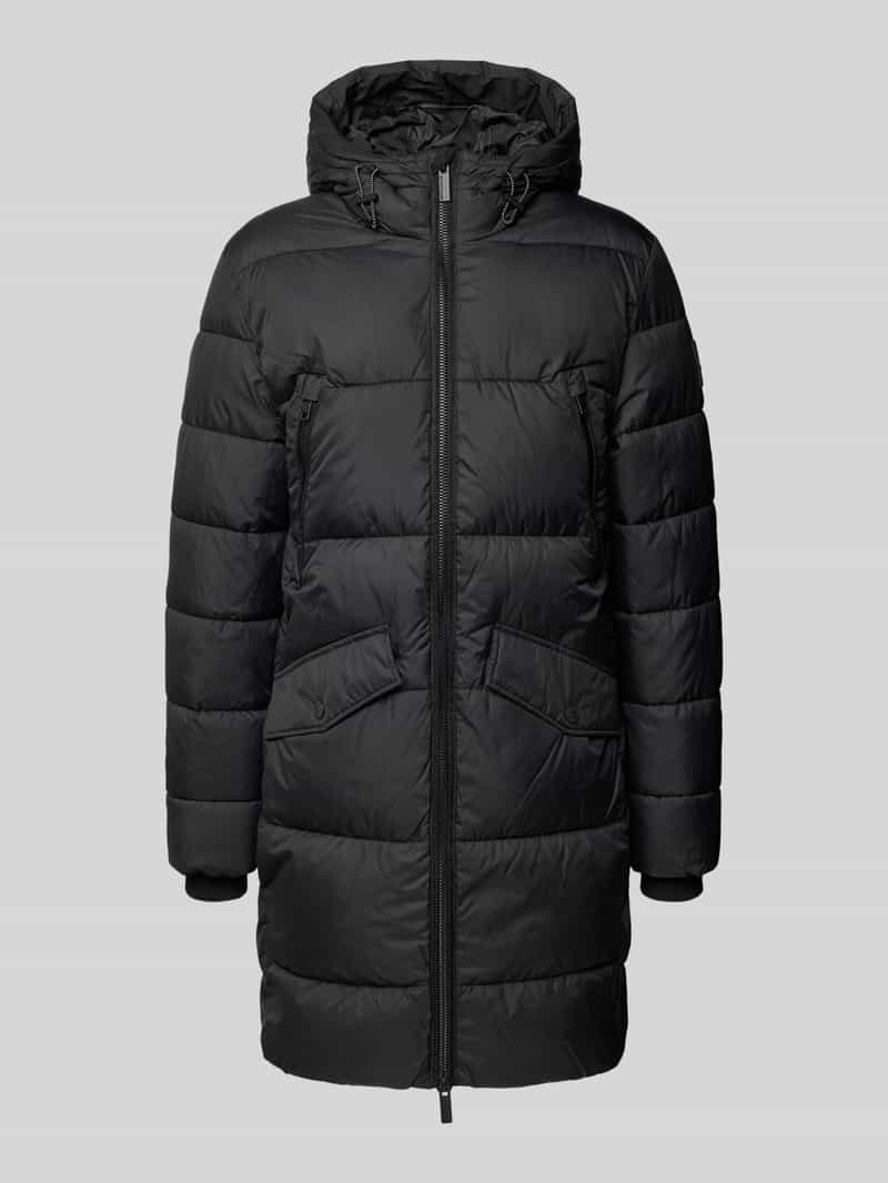 Płaszcz pikowany o kroju regular fit z kapturem