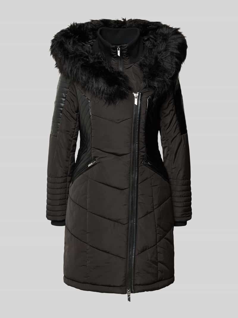 Płaszcz pikowany o kroju shaped fit z imitacji skóry model ‘NEWLINETTE’