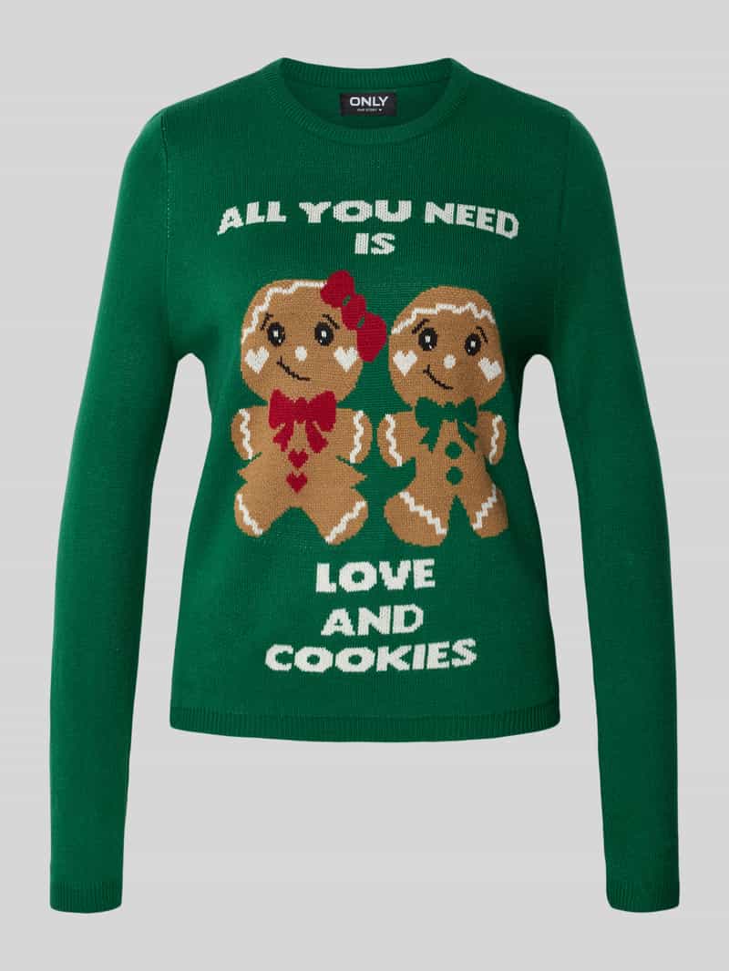 Sweter świąteczny o kroju regular fit z napisem model ‘XMAS GINGERBREAD’