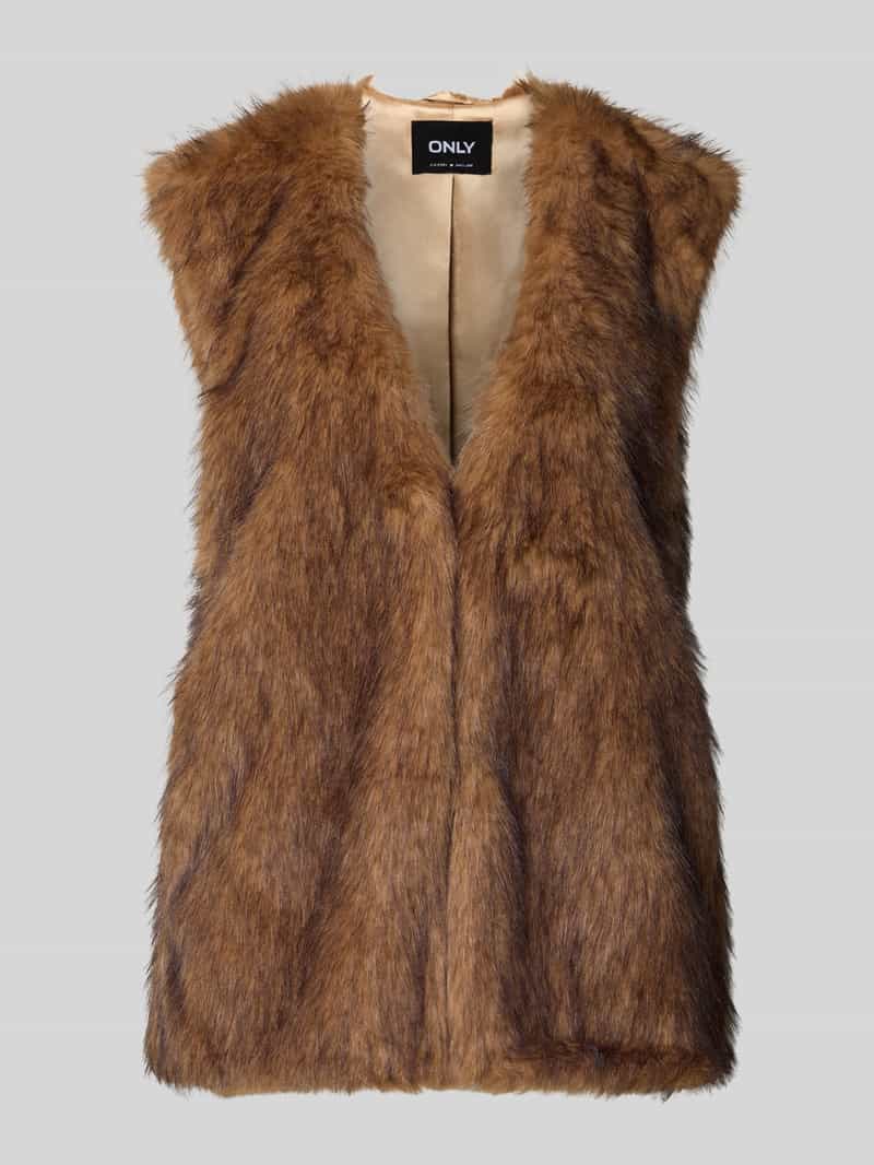 Kamizelka ze sztucznego futra o kroju regular fit z zapięciem na haftkę model ‘DAWN’