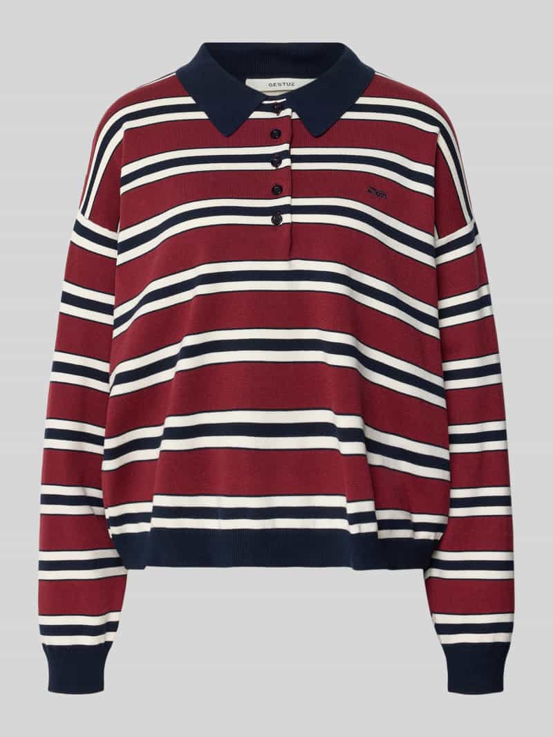 Bluzka o kroju oversized z długim rękawem i kołnierzykiem polo model ‘paige’